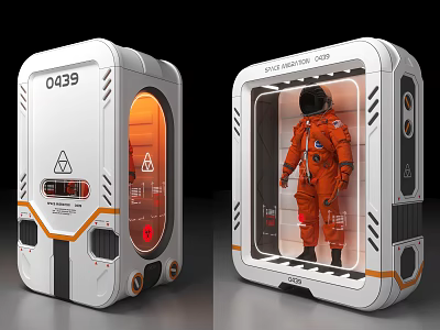 Modern Tech Inspired Display Cabinet With Transparent Glass And Astronaut Suit 3d model