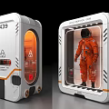 Modern Tech Inspired Display Cabinet With Transparent Glass And Astronaut Suit