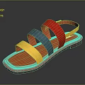 Colorful Summer Sandals With Red Blue Yellow Straps And Orange Sole