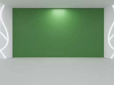 White Columns With Curved White Line Decorations On Both Sides In Room With Green Background Wall 3d model