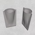 Two Modern Public Trash Cans With Sleek Stainless Steel Cylindrical Design