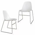 Modern White Chairs With Smooth Seat Backrest And Metal Legs
