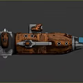 Orange Cosmic Spacecraft With Metallic Structure And Mechanical Components