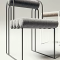 Modern Accent Chair With Gray Upholstered Cushions Metal Frame And Sleek Design Details
