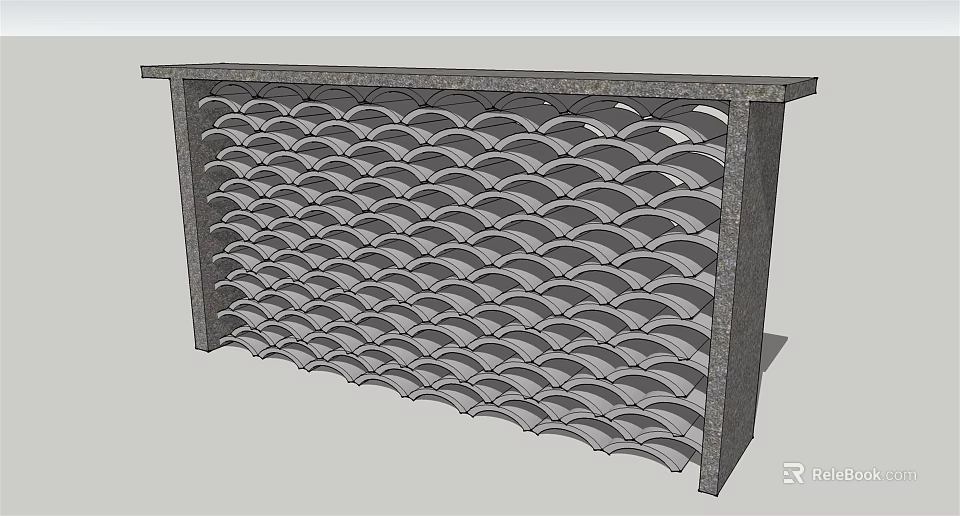 Gray Stone Feature Wall With Wavy Pattern And Hollowed Three Dimensional Design 3d model