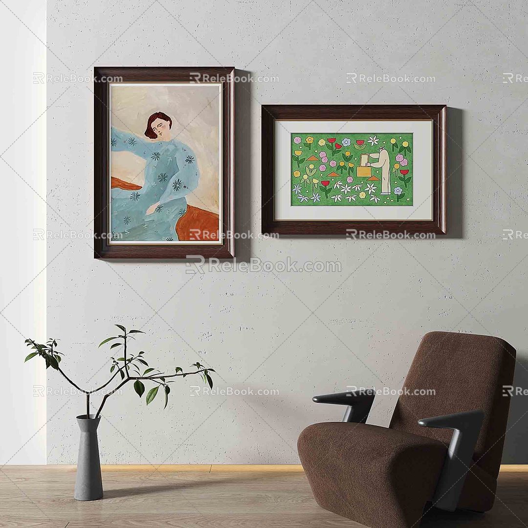 Jane European Retro Abstract Decorative Painting 3d model