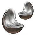 Modern Metallic Leisure Chairs with Sleek Curved Design and Shiny Silver Finish