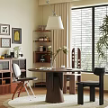 Retro Style Solid Wood Dining Table Set With Comfortable Chairs For Warm Home Dining Room