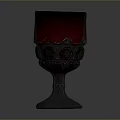 Intricate Sculpture Carving Red Cup With Transparent Base And Decorative Design