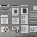 Various Types of Air Conditioners and Fans Including Wall Mounted and Floor Units