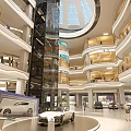 Modern Shopping Mall Interior With Open Space Escalator Glass Walls And Bright Lighting