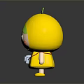 Cute Lemon Creature Character Holding Camera With Green Hair And Yellow Outfit