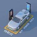 Tesla Electric Car Charging at Charging Station in Charging Area