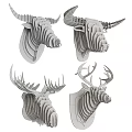 Wooden Layered Animal Head Wall Decor Cow Deer 3D Decorative Art