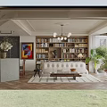 Modern Glass Top Wooden Coffee Table With Stacked Books In Sunlit Cozy Contemporary Living Room