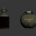 Military Weapons Two Different Grenades Cylindrical Spiral Pattern and Spherical Safe 09 Label Design