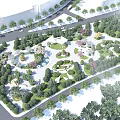 Park Landscape Design With Lush Greenery Circular Paths And Central Garden Area