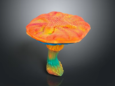 Vibrant Multicolored Plant Featuring Mushroom Shaped Cap and Colorful Stalk in Orange Yellow Green Tones 3d model