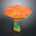 Vibrant Multicolored Plant Featuring Mushroom Shaped Cap and Colorful Stalk in Orange Yellow Green Tones