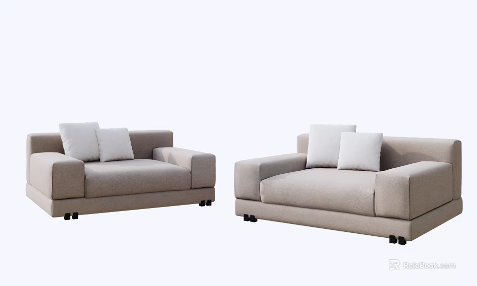 Modern Single Sofa Design With Light Color Upholstery And Soft Cushions 3d model