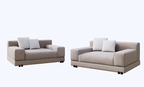 Beige fabric single sofa 3d model