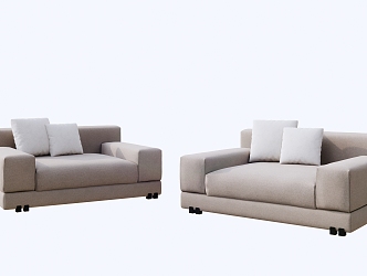 Beige fabric single sofa 3d model