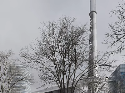 Modern plant factory chimney 3d model