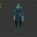 Construction Worker Figure In Blue Uniform With Hard Hat And Tool Belt