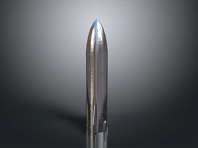 Silver Metallic Rocket Nose Cone in Upright Stance for Aerospace Exploration 3d model