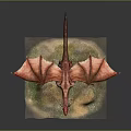 Red Spiked Dragon Breathing Fire Standing On Grass And Dirt Island