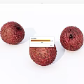 Fresh Ripe Red Textured Lychee Fruits with Rough Skin on White Background