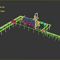 Detailed 3D Model of Industrial Cylindrical Tank with Pipes and Support Structures