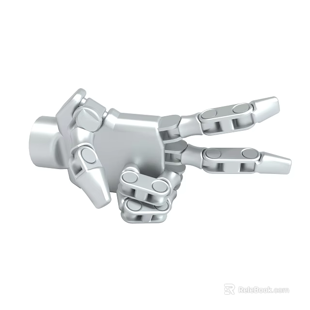 Silver Mechanical Hand Making Gesture 3d model 
