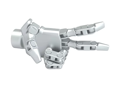 Silver Mechanical Hand Making Gesture 3d model