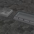 Two Detailed Gray Architectural Models With Glass Roofs On Marble Floor