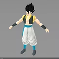 Anime Character Black Hair Yellow Blue Outfit White Baggy Pants Blue Shoes Standing