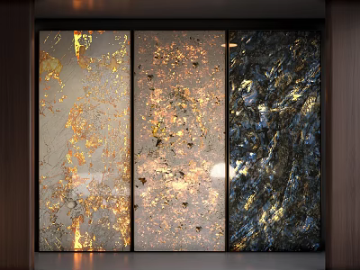 Modern Decorative Background Wall with Textured Metallic Gold Silver Blue Foil Flakes Design 3d model