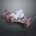 Futuristic Sci Fi Spaceship 3D Model With Detailed Red And White Structure 3d model