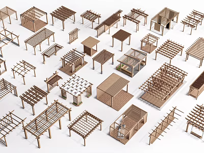 Various Wooden Pergola Designs For Outdoor Garden And Patio Structures 3d model