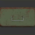 Vintage Green Metal Storage Box with Silver Handle and Rustic Red Trim