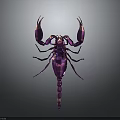 Scorpion 3D Model in Purple and Pink Against Dark Background With Prominent Pincers and Tail