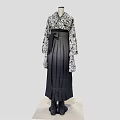 Elegant Traditional Kimono Style Coat With Pleated Skirt And Black Boots