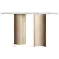 Elegant Modern Table With Cylindrical Golden Legs And White Marble Tabletop 3d model