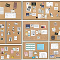 Creative Cork Boards With Various Papers Notes And Collage Elements