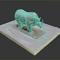 Artistic Rhinoceros Model With Scaly Tiled Design Standing On Light Colored Base