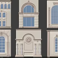 Ornate Architectural Components Featuring Various Classical Window And Door Frames