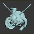 Detailed Blue Cartoon Bee Sculpture Carving With Patterned Wings Holding Jar And Cute Expression
