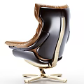 Elegant Brown Leather Office Chair With Tufted Design And Gold Black Swivel Base
