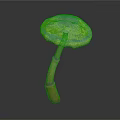 Colorful Mushroom With Iridescent Cap And Striped Stem On Black Background