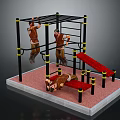 Outdoor Fitness Equipment with Pull Up Bars Inclined Bench and Metal Frame for Daily Exercise